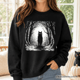 thumbnail image 2 of Haunted Forest Black Cat Sweatshirt, Spooky Halloween Night Sweater, 2 of 6