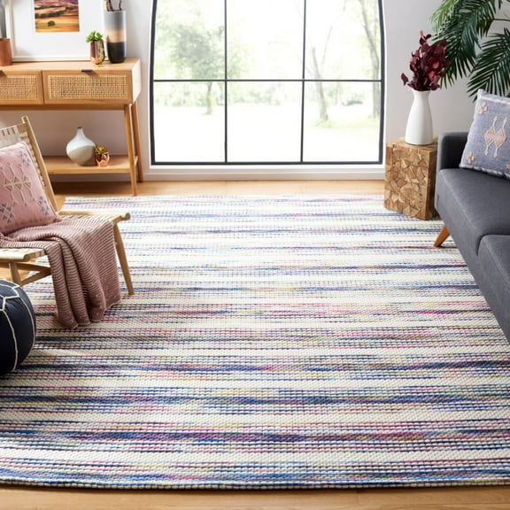 SAFAVIEH Marbella Roland Striped Area Rug, Ivory/Blue, 8' x 10'