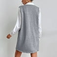 thumbnail image 4 of Robe Chandail Courte Sans Manches à Col en V pour Femme, Tricotée, Unie, avec Poches, Décontractée, Confortable, Tunique à Enfiler, 4 of 5