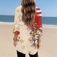 thumbnail image 7 of JoveMarine Women's V-Neck 3/4 Sleeve Tunic Top with Pockets Independence Day Printed Mid-Length Blouse Casual Summer Shirt for Patriotic Holiday Daily Wear Beige L, 7 of 7