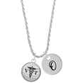 thumbnail image 1 of Delight Jewelry Silvertone Domed Black VT Silvertone Script Initial Disc - O - Charm Necklace, 20"+3", 1 of 4