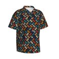 thumbnail image 2 of Haiem Retro Tape Printed Hawaiian Shirt for Men - Men’s Casual Beach Summer Shirts - Stretch Fabric with Modern Fit-Large, 2 of 9