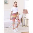 thumbnail image 2 of HDE Girl's Leggings Holiday Stretchy Full Ankle Length Striped Tights Candy Stripes XL, 2 of 6