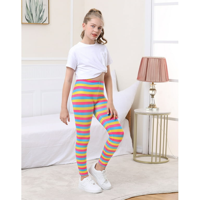 VIGOSS 4 Pack Leggings for Girls  Soft Stretch Cotton and Stylish, Solid  Colors and Patterns 