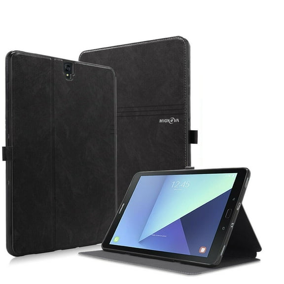 Galaxy Tab S3 9.7-Inch Case, Mignova Premium PU Leather Case Slim Folding Stand Folio Cover with Auto Wake/Sleep For Samsung Galaxy Tab S3 9.7-Inch SM-T820 / T825 2017 Release(Black)