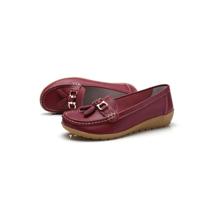 

Loafers for Women Ladies Breathable Tassel Loafers Driving Casual Boat Shoes Women Nurse Nonslip Flat Moccasins Liquor 9