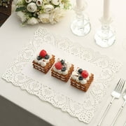 Efavormart 100 Pack Rectangle White Paper Doilies, Food Grade Lace Paper Placemats - 14L X 10W