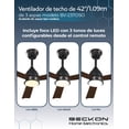 thumbnail image 4 of Ventilador de techo Moderno de 42” 1.09m silencioso de 6 velocidades, 3 aspas de acabado tipo madera con control remoto, foco incluido con luz led cálida y blanca , con temporizador, 4 of 7