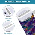 thumbnail image 3 of Yayeee 40oz Stainless Steel Tumbler with Straw and Handle Double-Wall Insulated Travel Water Bottle, Purple Waves Pattern, 3 of 8