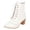 White, variant on Womens Victorian Ankle Boots Retro Lace up Faux Leather Booties Round Toe Chunky Block Heel Winter Booties Warm Fleece Lined Granny Boots Black 6.5