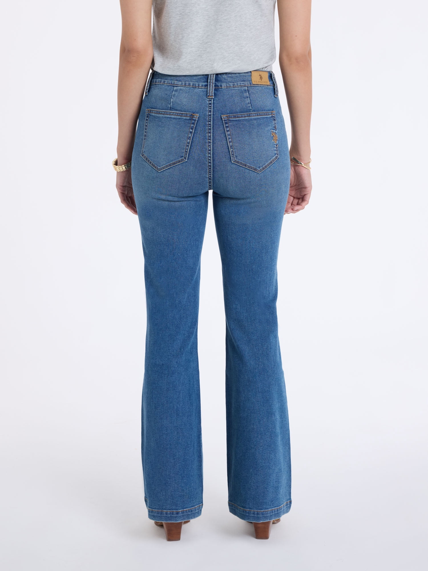 U.S. Polo Assn. Women's Patch Pocket Flare Knit Denim Jeans