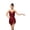 Burgundy, variant on YiZYiF Women's Rhinestone Latin Dance Costume Ruched Mesh Tassel Samba Rumba Jazz Leotard Bodysuit Purple-C L