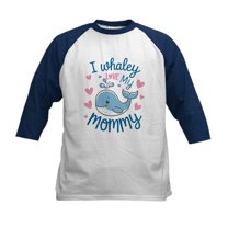 CafePress - Whale I Love My Mommy Kids Baseball T Shirt - Kids Cotton Baseball Jersey, 3/4 Sleeve Shirt
