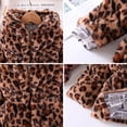 thumbnail image 4 of IDOPIP Kids Girls Fall Winter Leopard Faux Fur Hooded Coat Jacket Thick Fleece Windproof Parka Outwear, 4 of 7