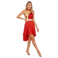 thumbnail image 3 of CHICTRY Womens Praise Dance Dress Metallic High Low Asymmetrical Hem Tank Dress Liturgical Worship Dancewear A Red XXL, 3 of 7