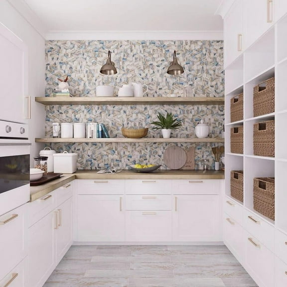 Apollo Tile   10 pack 10.2-in x 11.7-in Blue Beige Matte Finished Recycled Glass Hexagon Mosaic Tile (8.29 Sq ft/case)