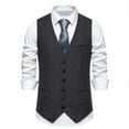 thumbnail image 2 of Rciityk Black Men's Suit Vests Business Suit Vestss for Men Formal Slim Solid Fashion Retro Wedding Waistcoat for V-Neck Tuxedo Vests, 2 of 8