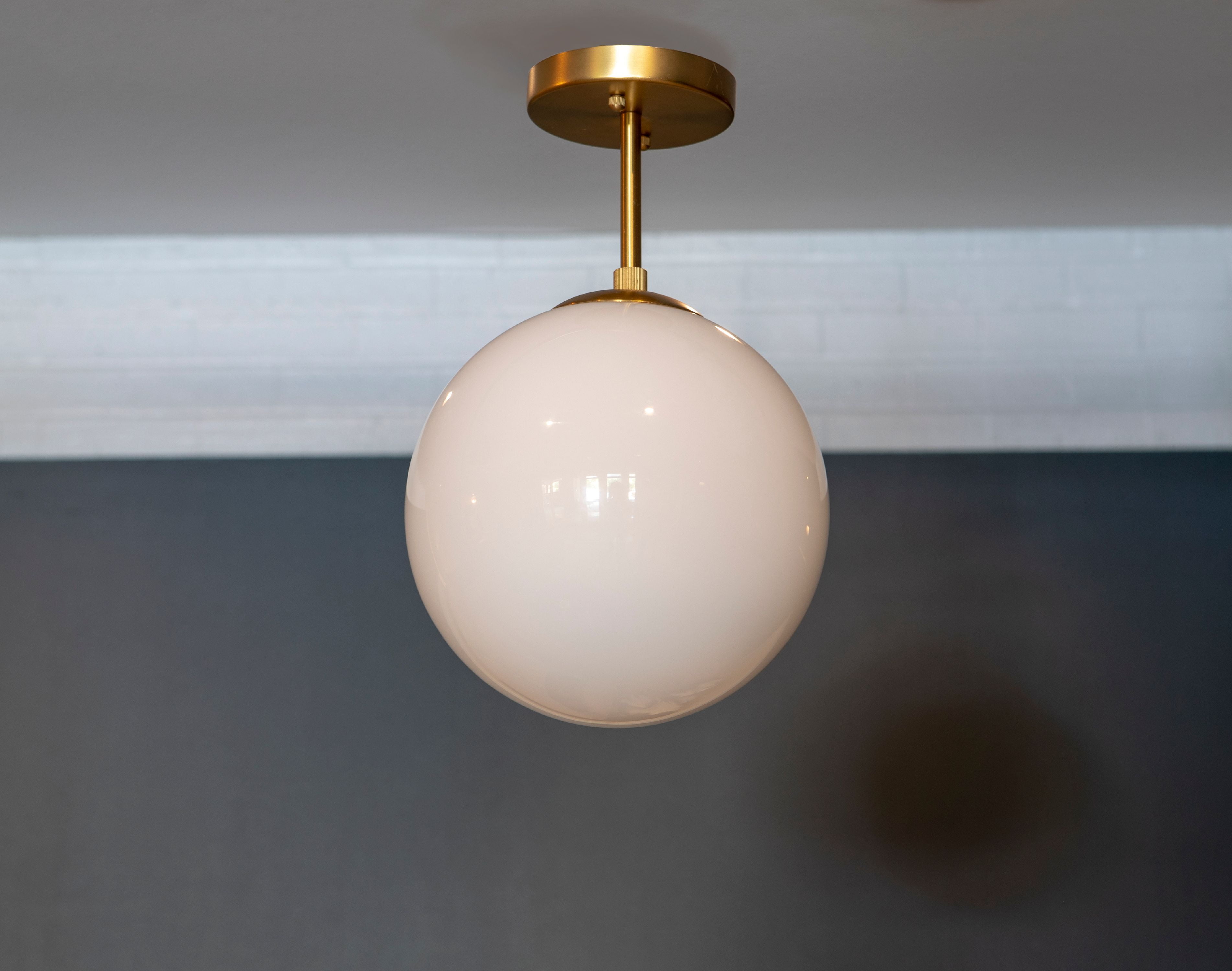 Decor Therapy Michael Milk Glass 1-Light Semi Flush Mount Ceiling Light