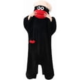 thumbnail image 3 of Guvpev Funny Black Big Mouth Monster Onesie with 2Pcs Comb Prop & Shoes, Silly Puppet Mascot Costume, Plush Halloween Cosplay One Piece Pajamas, Oversized Hooded Loungewear, 3 of 11