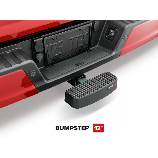 Weathertech Truck Step 8ABS5V2SS BumpStep; Hitch Mount; Fits 2 Inch Receivers; Flat Step; 300 Pound Capacity; Non Extendable; Stationary; Ribbed Top Surface Smooth Side Surfaces; Black