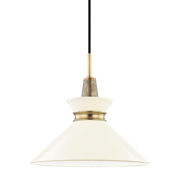 -One Light Small Pendant in Style-14 inches Wide By 13.25 inches High-Aged Brass/Cream Finish-Cream Shade Color Bailey Street Home 735-Bel-2941839