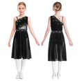 thumbnail image 1 of Jizyo Robe de Patinage Artistique pour Filles, Costume de Danse Lyrique de Ballet Brillant avec Strass, Jupe en Maille Contemporaine Noire 12, 1 of 6