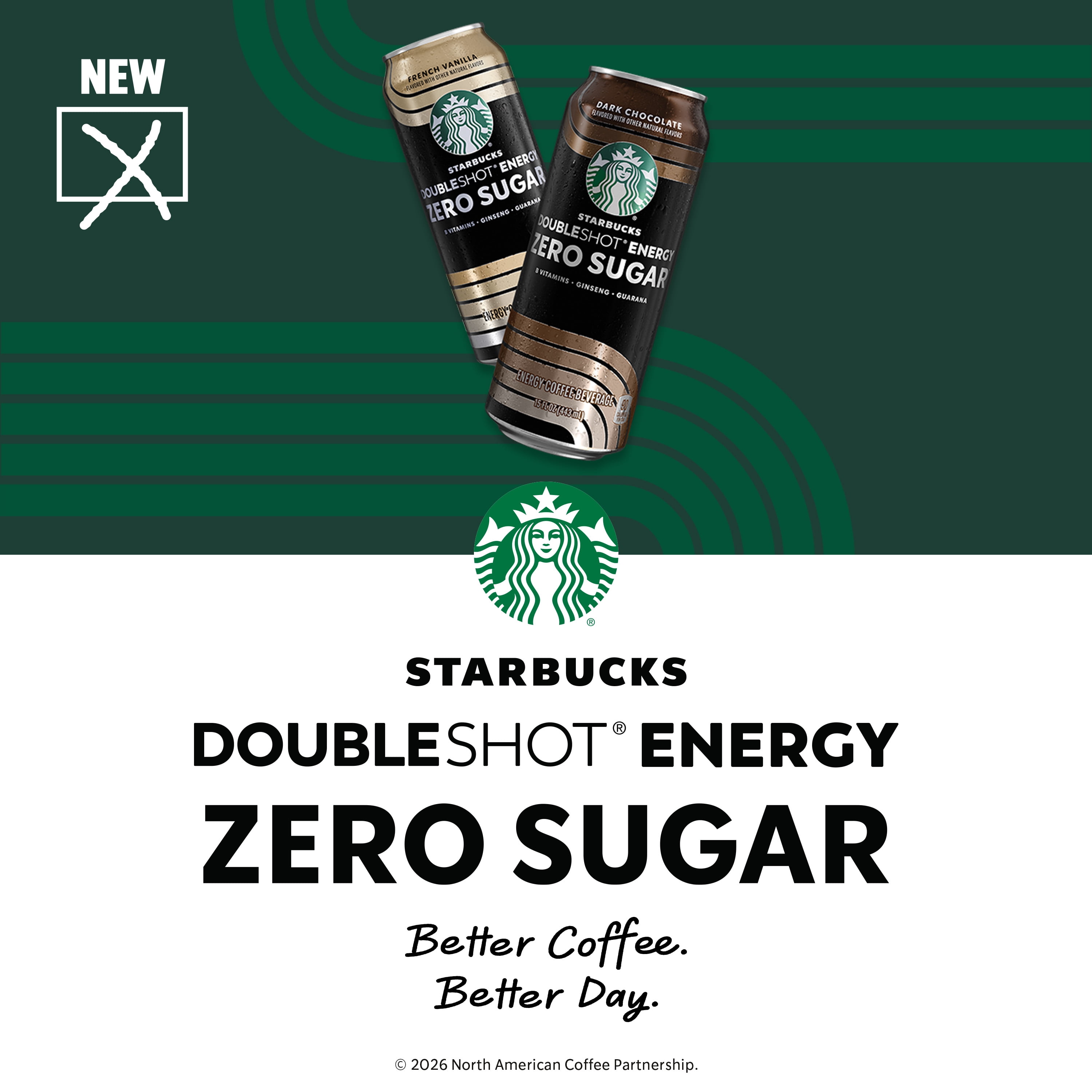 Starbucks Zero Sugar French Vanilla Doubleshot Coffee Energy Drink, 15 fl oz Cans, 12 pack​