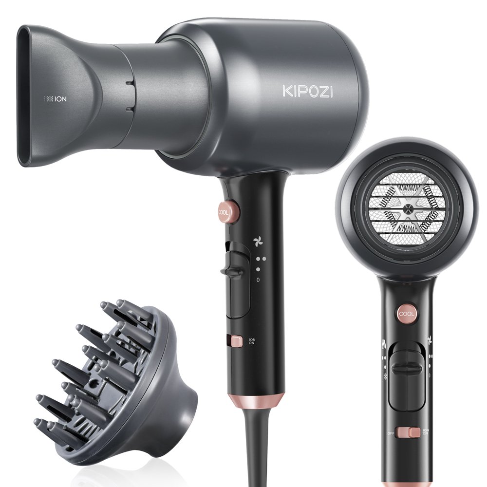 KIPOZI Professional Negative Ions Salon Hair Dryer With Diffuser Ionic