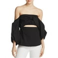 thumbnail image 2 of MLM Label Womens Pillar Cutout Off the Shoulder Blouse, Black, Medium, 2 of 2