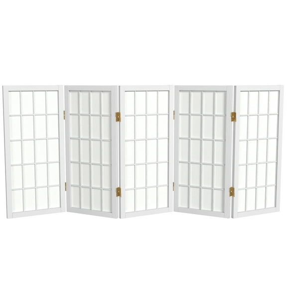 2 ft. Tall Desktop Window Pane Shoji Screen - White - 5 Panels