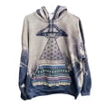 thumbnail image 2 of PVCS Men's And Women's Retro Hooded Printed Tops Sweater Sun And Moon Printed Letters Printed Distressed Tops, 2 of 5