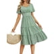 thumbnail image 2 of VISgogo Vestido de manga corta para mujer, vestido holgado con cintura elástica y cuello cuadrado con estampado de corazón pequeño, ropa informal simple de una pieza VISgogo  moda, 2 of 5