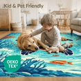 thumbnail image 4 of ODIKA 4'x6' Washable Area Rug Ocean Turtle Main Coral Reef Wave Map Nautical Border Compass for Dorm Room, Small Living Stain Resistant Low Profile, Easy Care, 4 of 7