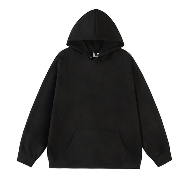 KIHOUT Chandails à Capuche pour Hommes Décontractés Col Rond Manches Longues Chandail Couleur Unie Chandails en Molleton Blouse BK/L3