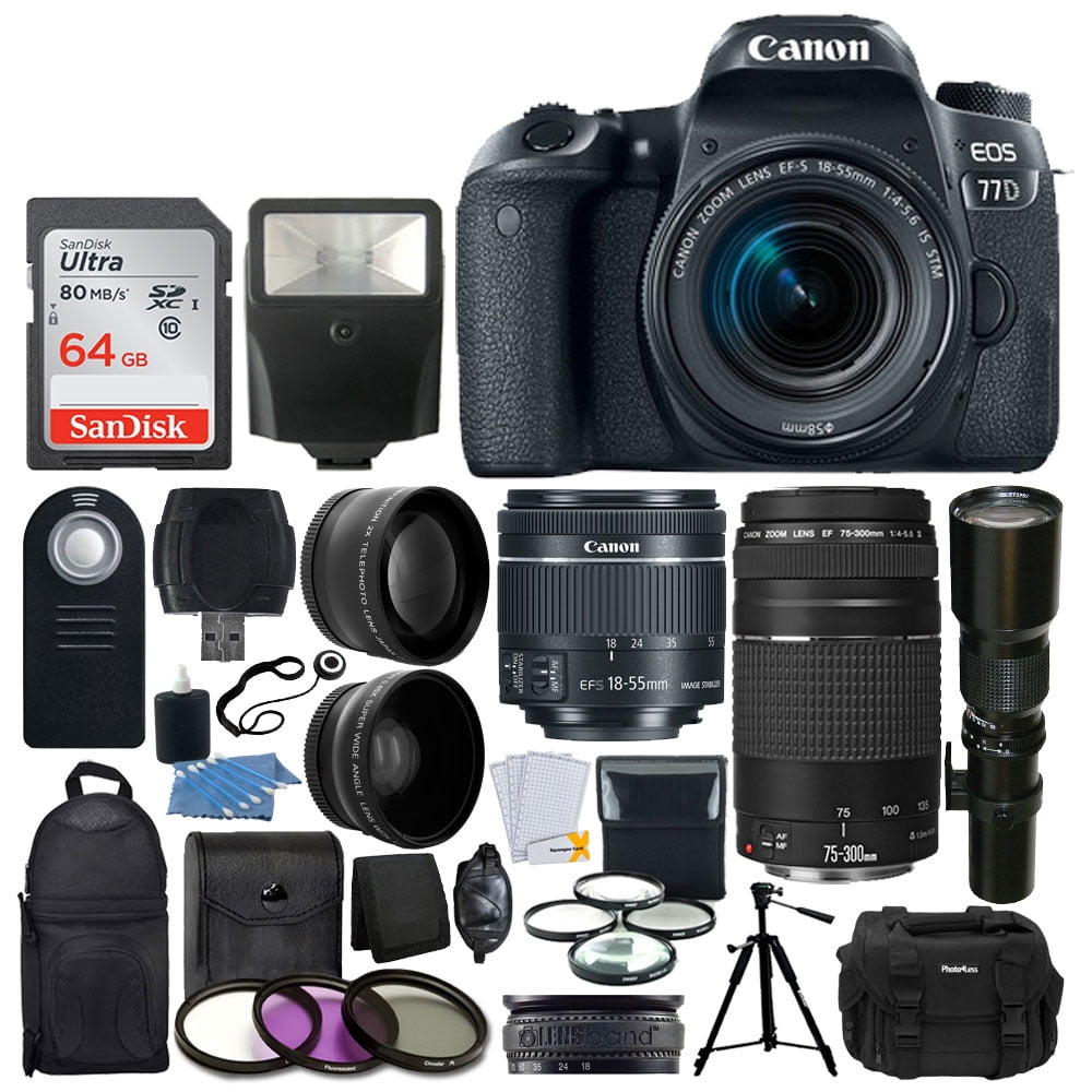 Canon Eos 77d Dslr Camera 18 55mm 75 300mm Lens Accessories Walmart Com Walmart Com Canon Eos 77d Dslr Camera 18 55mm 75 300mm Lens Accessories Walmart Com Walmart Com