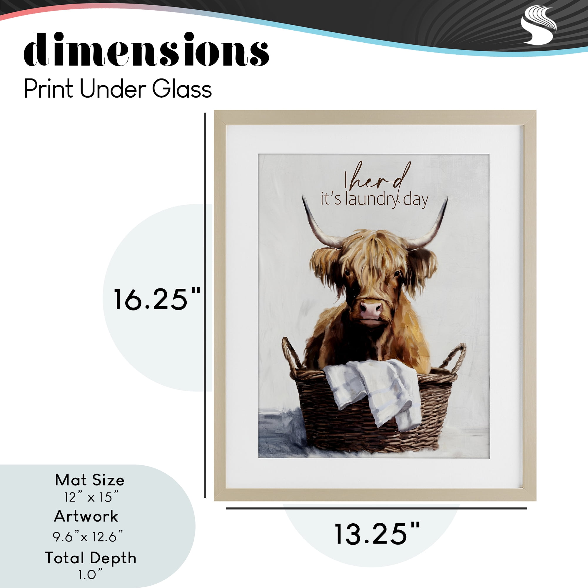 Herd It's Laundry Day Birch Framed Print Under Glass, design by Kim Allen