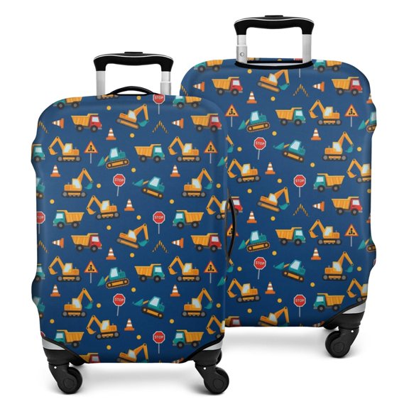 Cartoon Construction Vehicles Road Cones Luggage Cover Fashion Suitcase Cover Baggage Covers Fit 25-28 Inch Luggage (Go Travel)