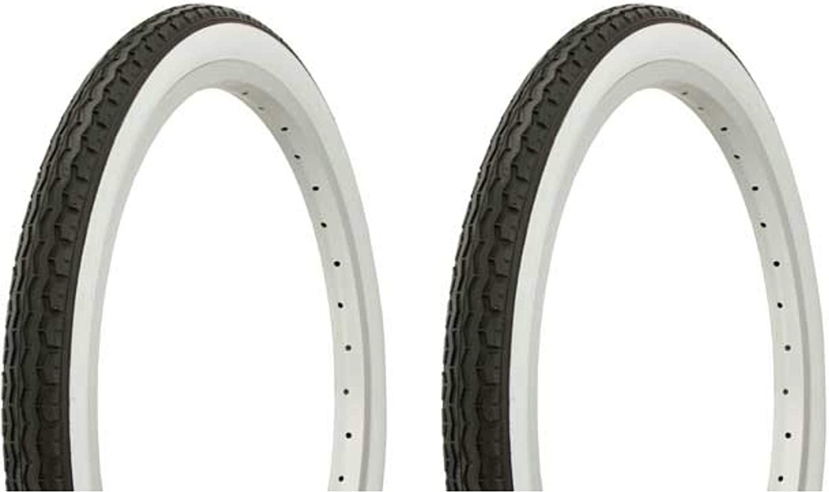 RovKeav Tire Set. 2 Tires. Two Tires Duro 20" x 1.75" Black/White Side Wall Bike Tires, Bicycle