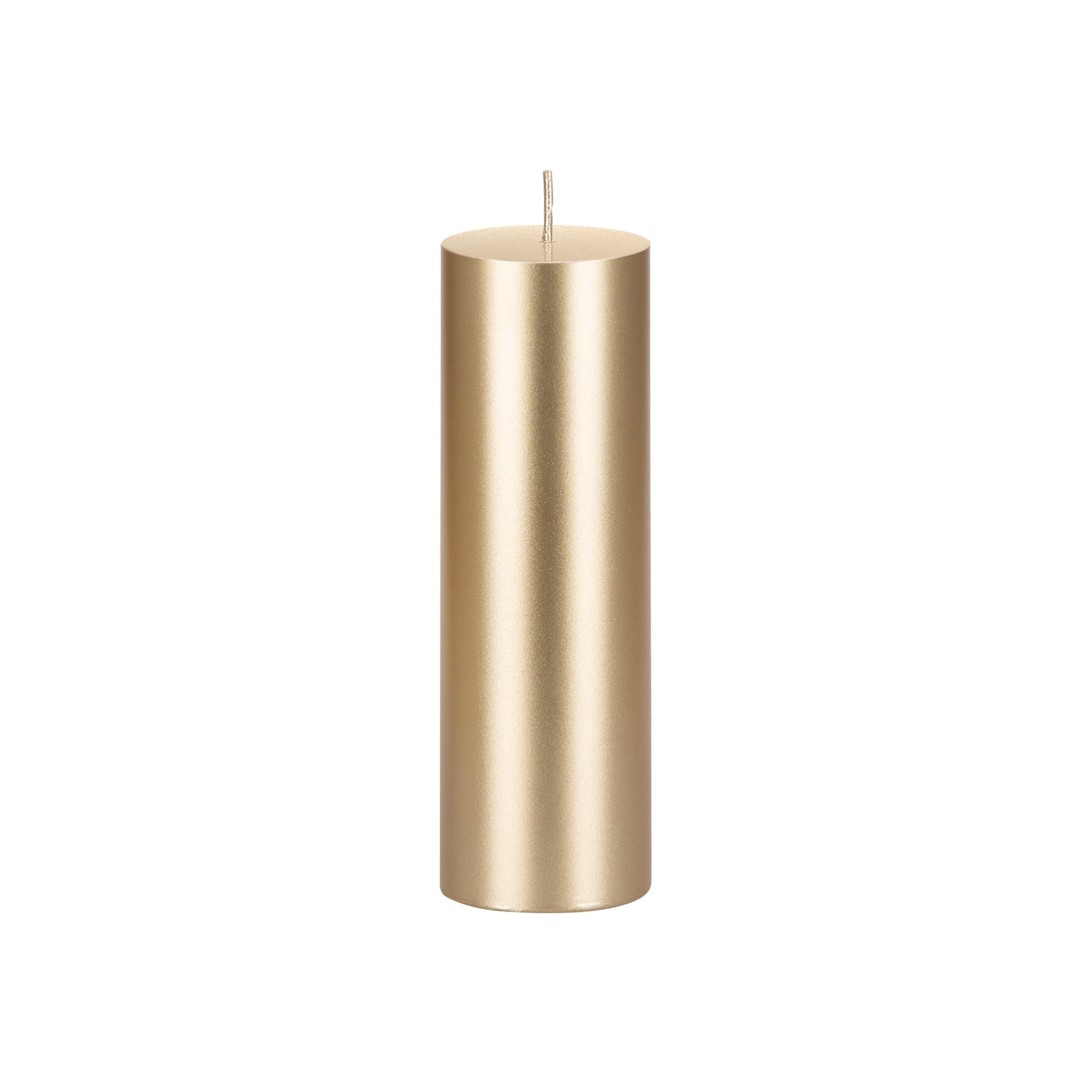 Mega Candles 1 pc Unscented Gold Round Pillar Candle, Hand Poured