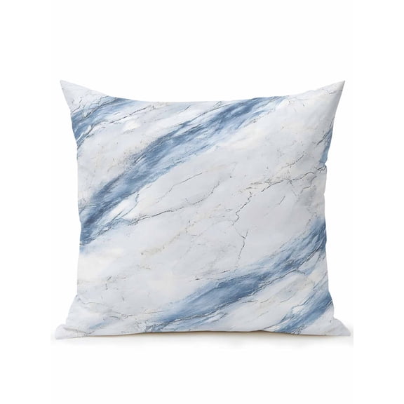Outdoor Pillows Waterproof, Blue Grey Marble Bedding Throw Pillows with Insert for Couch Sofa Bed, Vintage Abstract Modern Art Crack 18x18 Inch Pillowcases Decorative Camping Patio Pillow Set of 1