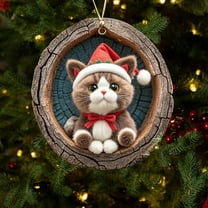 Evlvelym Animals Christmas Ornaments Cute Cat Christmas Ornaments for Christmas Tree Forest Animal Decoration Woodland Animal Christmas Ornaments Christmas Tree Animal Pattern 2D Acrylic Ornament