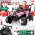 thumbnail image 7 of Funcid 12V Ride on Toys with Remote Control, Electric Car for Kids, 2*100W Engines Ride on Cars w/ Bluetooth, Battery Indicator, Knob Volume Control, 3.1 MPH, Age 3-6, Pink, 7 of 7