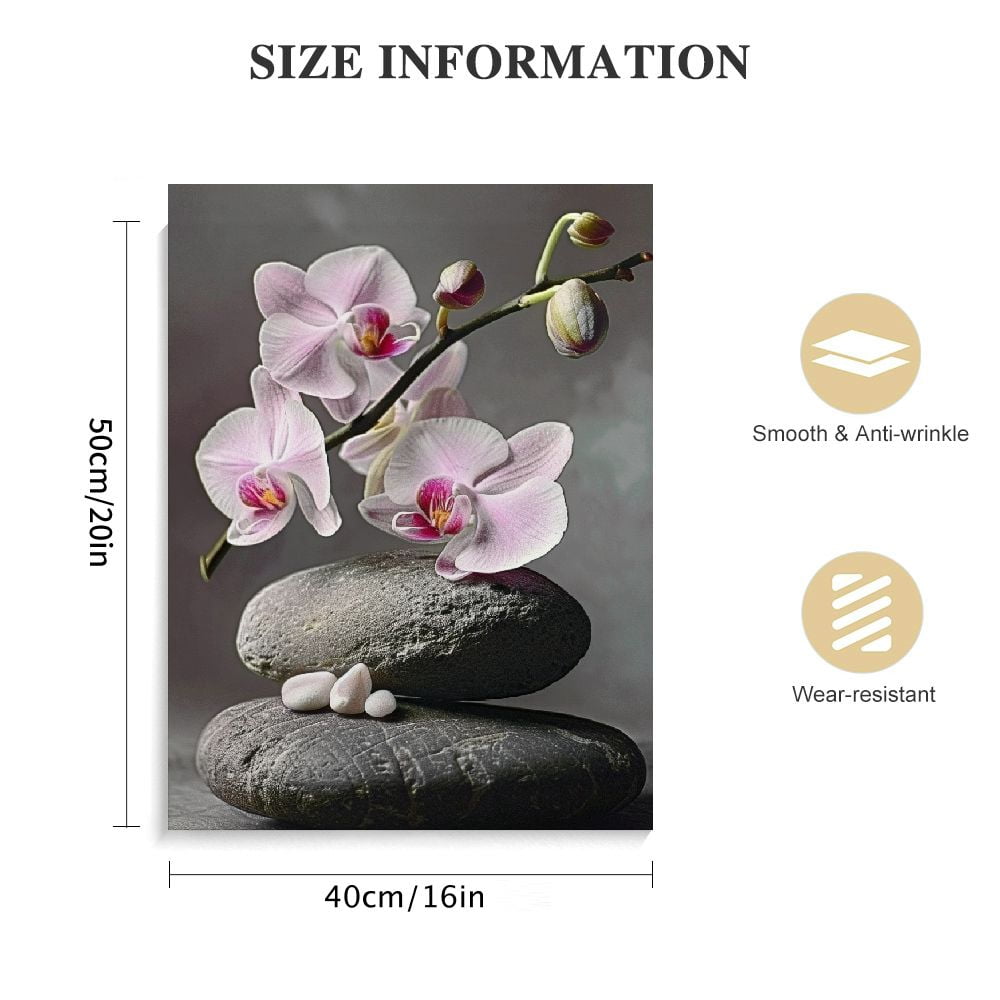 JEUXUS Pink Orchids and Zen Stones D cor Orchid Canvas Wall Art