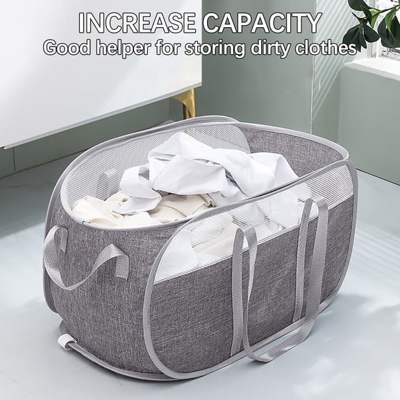 AZXY Laundry Hampers for Laundry, Mesh Laundry Basket Collapsible, Large Dirty Clothes Storage Baskets with Handles, Foldable Dirty Clothes Hamper Gray
