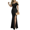 thumbnail image 2 of Women's Evening Gown Party Dress Strapless Side Slit Waist Defining Bodycon Sexy Cocktail Dress for Banquet Spring Fall,Black,L, 2 of 6