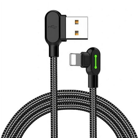 Fostbeen 3 Pack Gaming LED Nylon Braided Charge USB Data Cable Compatible with Phone/Pad/Pod (6.5FT Black/2M)