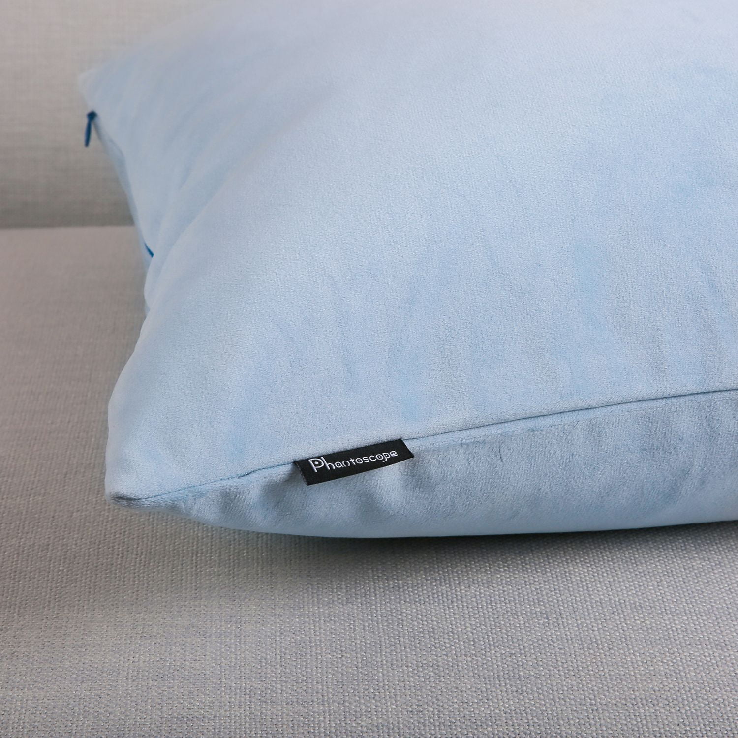 Phantoscope Silky Velvet Decorative Throw Pillows, 20 x 20 in, Light Blue, 2 Pack