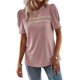 thumbnail image 1 of Camiseta de cuello redondo para mujer, camiseta de mujer con encaje, camiseta informal de manga corta para mujer, camiseta para mujer con materiales ecológicos, 1 of 8