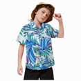 thumbnail image 3 of NIEWTR Boys Vintage Floral Print Short Sleeve Button Up Shirt Casual Summer Tops for Beach & Parties(Light Blue,6-7 Years), 3 of 5