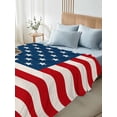 thumbnail image 5 of 4th of July Flat Sheet Only Twin Size, Soft Breathable Bed Top Sheets for Mattress, Red Stripes Independence Day Luxury Bedding Flat Sheets for Home Hotel Bedroom Bed Protection, 5 of 9